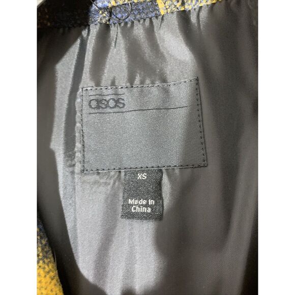 ASOS DESIGN Plus wool blend zip through jacket in yellow and blue check NEW XS - Picture 4 of 9